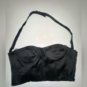 Zara Black Satin Elegant Black Strapless Bra Bustier Bandeau